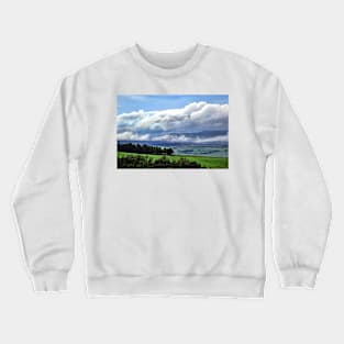 Cloud rolling over the distant mountains of the Trossachs, Scotland Crewneck Sweatshirt